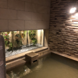 スーパーホテル別府駅前の前大浴場の風呂と庭
